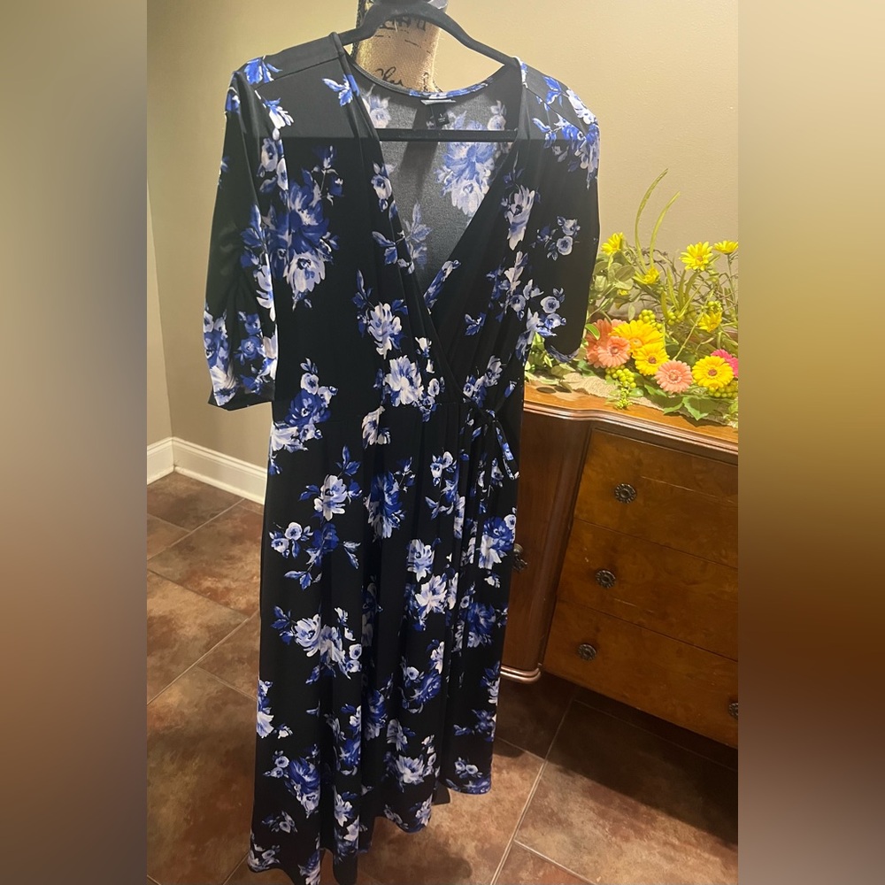 Torrid Black and Blue Floral Dress